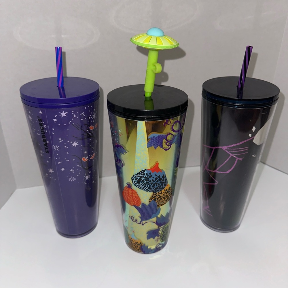 Colorful Halloween Themed Tumblers with Straws